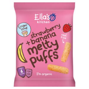 ELLA'S KITCHEN ORGANIC STRAWBERRY AND BANANA MELTY PUFFS BABY SNACK 6+ MONTHS 20G