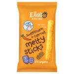 ELLA'S KITCHEN ORGANIC SWEETCORN AND CARROT MELTY STICKS BABY SNACK 7+ MONTHS 16G