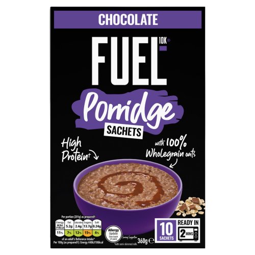 FUEL10K CHOCOLATE PROTEIN PORRIDGE SACHETS OAT CEREAL SACHETS 360G
