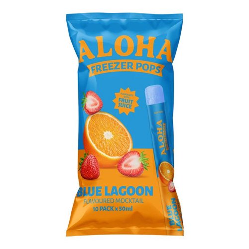 ALOHA FRUIT MOCKTAIL BLUE LAGOON FREEZE POPS 10PK 50ML