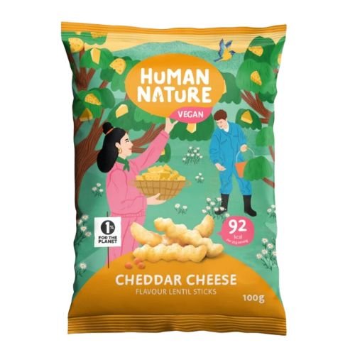 HUMAN NATURE VEGAN CHEESE FLAVOUR LENTIL STICKS 100G