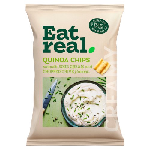EAT REAL SMOOTH SOUR CREAM AND CHOPPED CHIVE FLAVOUR QUINOA CHIPS 90G