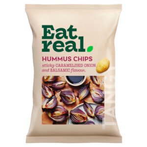 EAT REAL STICKY CARAMELISED ONION AND BALSAMIC FLAVOUR HUMMUS CHIP 110G