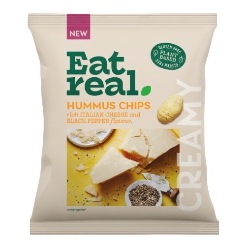 EAT REAL HUMMUS RICH ITALIAN CHEESE & BLACK PEPPER CHIPS 45G