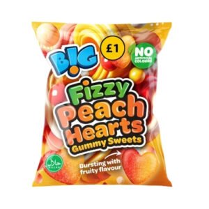 B!G FIZZY PEACH HEARTS SWEETS PMP £1.00 150G