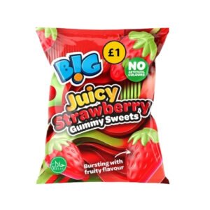 B!G JUICY STRAWBERRY GUMMY SWEETS PMP £1.00 150G