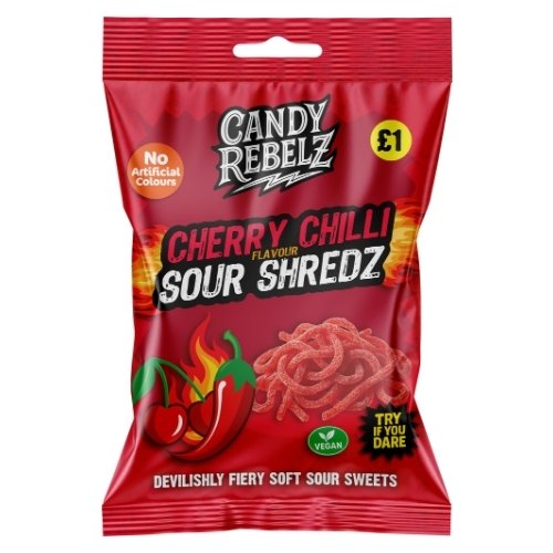 CANDY REBELZ CHERRY CHILLI SOUR SHREDZ 150G