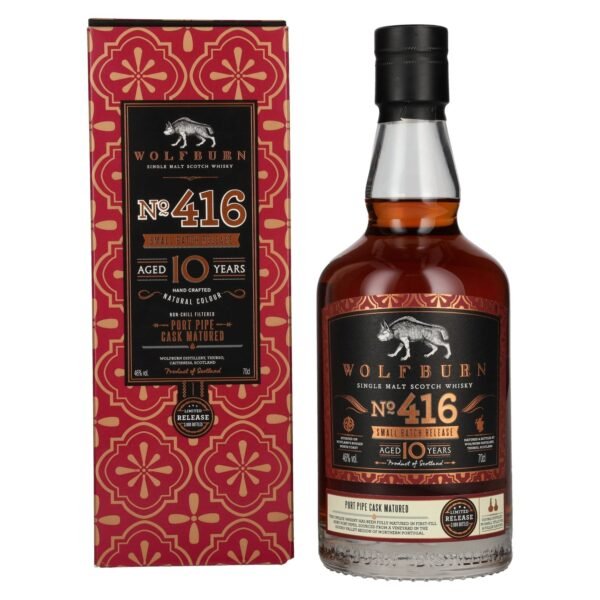 Wolfburn 10 Years Old No. 416 Small Batch Release Single Malt Scotch Whisky 46% ABV 0.7l in a gift box