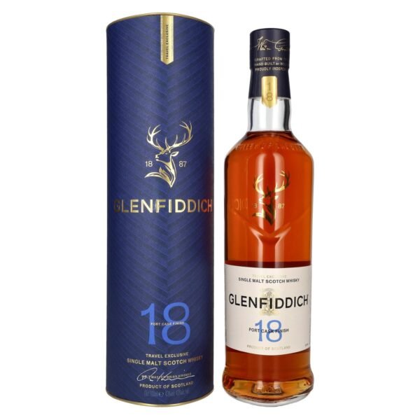 Glenfiddich 18 Years Old Old Port Cask Single Malt Travel Exclusive 43% ABV 0.7l in a gift box