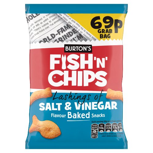 BURTONS FISH'N' CHIPS LASHINGS OF SALT & VINEGAR PMP 69P 40G
