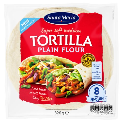 SANTA MARIA 8 PLAIN FLOUR SOFT TORTILLAS 320G