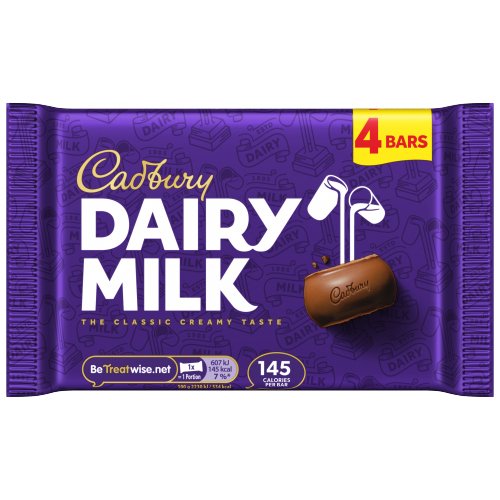 CADBURY DAIRY MILK CHOCOLATE BAR 4PK 108.8G