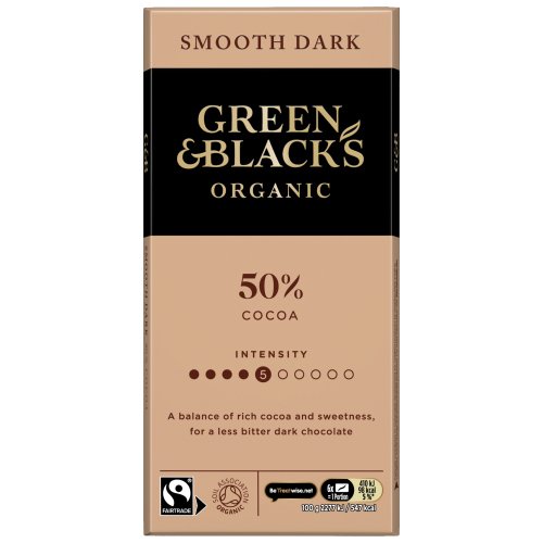 GREEN & BLACK’S SMOOTH 50% COCOA CHOCOLATE ORGANIC BLOCK 90G