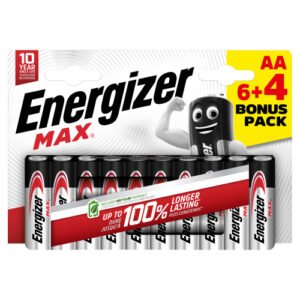 ENERGIZER MAX AA ALKALINE BATTERIES 6+4PK PS