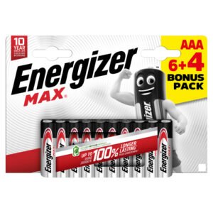 ENERGIZER MAX AAA ALKALINE BATTERIES 6+4PK PS
