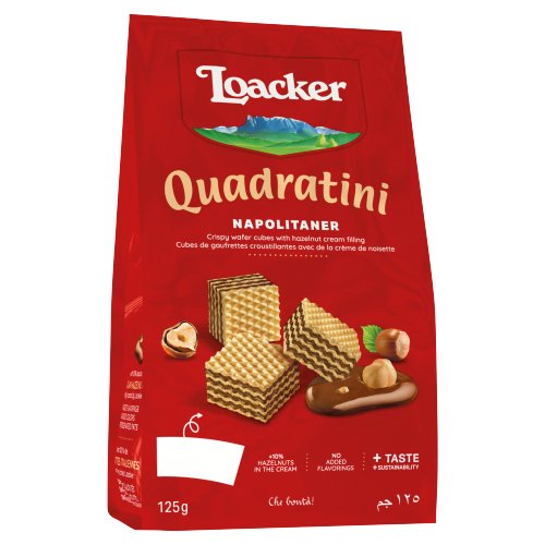 LOACKER QUADRATINI NAPOLITANER BITE SIZE WAFER COOKIES 125G