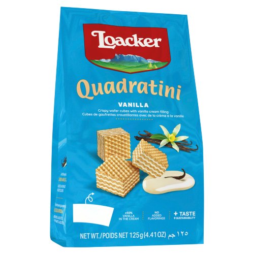 LOACKER QUADRATINI VANILLA BITE SIZE WAFER COOKIES 125G