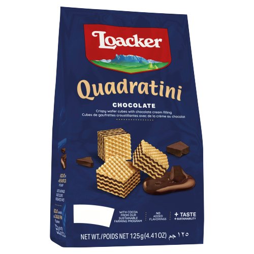LOACKER QUADRATINI CHOCOLATE BITE SIZE WAFER COOKIES 125G