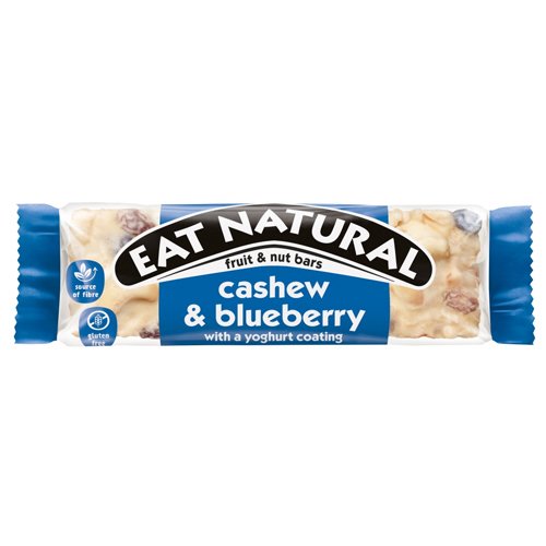 EAT NATURAL CASHEW & BLUEBERRY WITH A YOGHURT COATING FRUIT & NUT BARS 40G