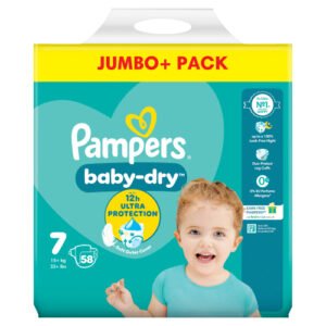 PAMPERS BABY DRY NAPPIES SIZE 7 JUMBO 58PK