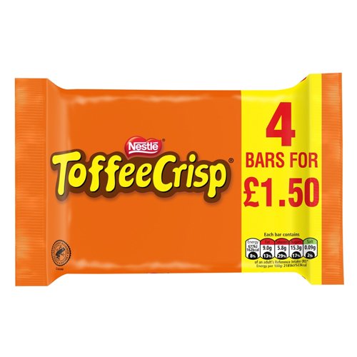 TOFFEE CRISP CHOCOLATE BAR PMP £1.50 4PK 124G