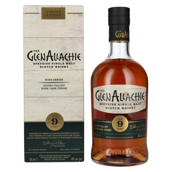 The GlenAllachie 9 Years Old DOURO VALLEY WINE CASK FINISH Limited Edition 48% Vol. 0,7l in gift box