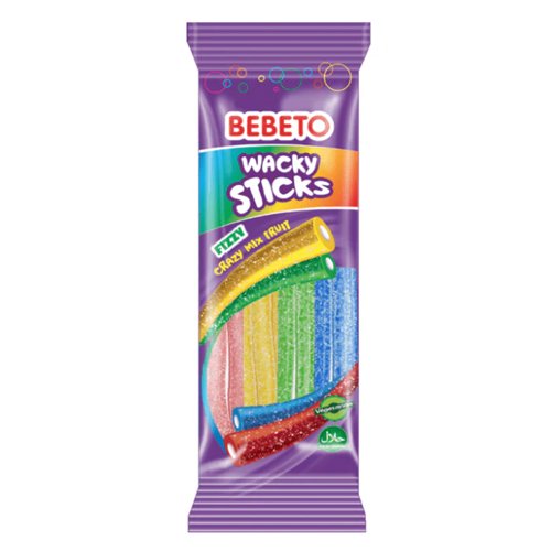 BEBETO WACKY STICKS FIZZY RAINBOW 160G