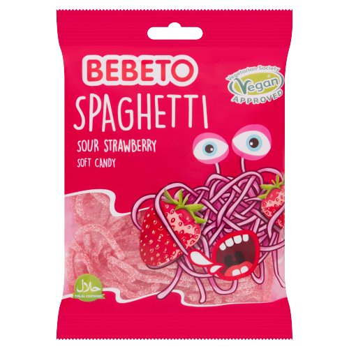 BEBETO SPAGHETTI SOUR STRAWBERRY SOFT CANDY PMP 50P 70G