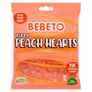 BEBETO FIZZY PEACH HEARTS PMP £1.00 150G