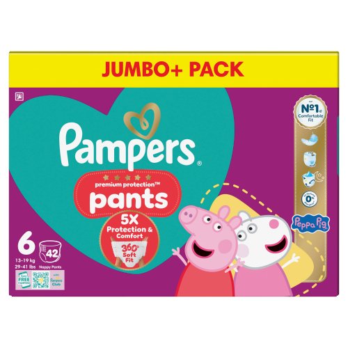PAMPERS PREMIUM PROTECTION NAPPY PANTS SIZE 6 JUMBO 42PK