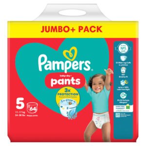 PAMPERS BABY DRY NAPPY PANTS SIZE 5 JUMBO 64PK
