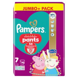 PAMPERS PREMIUM PROTECTION NAPPY PANTS SIZE 7 JUMBO 40PK