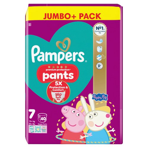 PAMPERS PREMIUM PROTECTION NAPPY PANTS SIZE 7 JUMBO 40PK