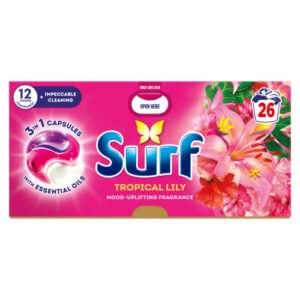 SURF 3 IN 1 LAUNDRY WASHING DETERGENT CAPSULES TROPICAL LILY 26W