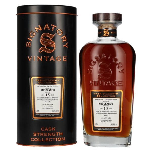 Signatory Vintage KNOCKANDO 15 Years Old 1st Fill Oloroso Sherry Cask Strength #5 2010 54.6% vol. 0.7 l in a tin box