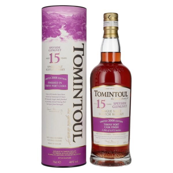Tomintoul 15 Years Old TAWNY PORT CASKS Finish 2008 46% Vol. 0,7l in gift box