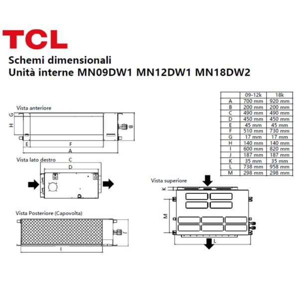 TCL Ducted Air Conditioner D Series 9000 BTU R32 Inverter WiFi A++/A+