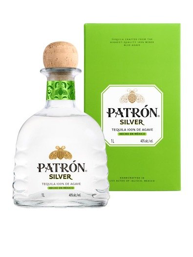 Patrón Tequila Silver 40% 1L gift pack