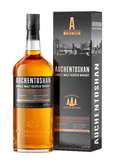 Auchentoshan American Oak Lowland Single Malt Scotch Whisky 40% 1L gift pack